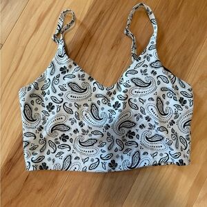 Athleta Black and White Paisley Bralette